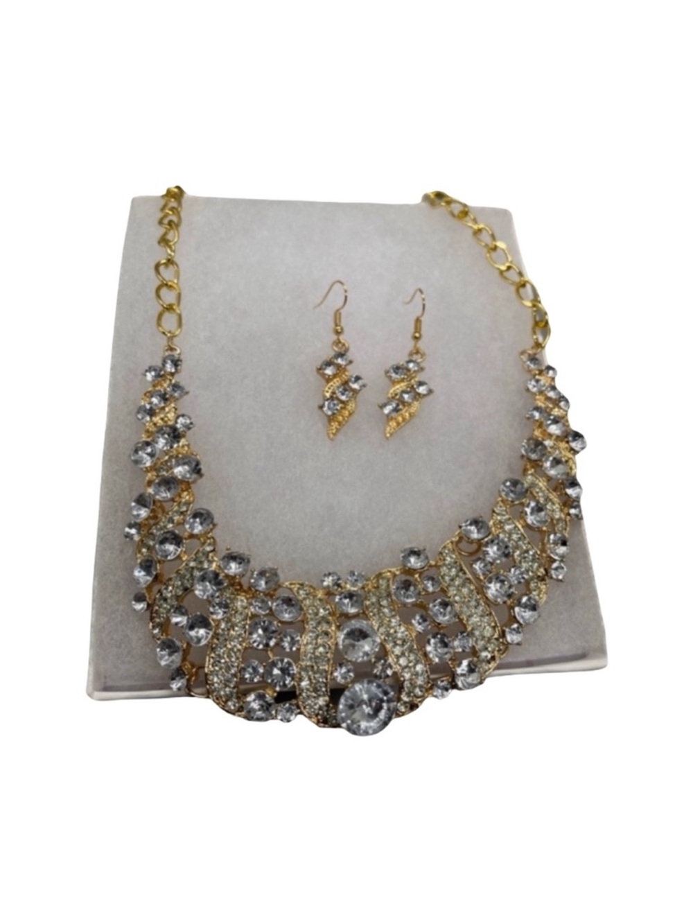 Gold Crystal Statement Necklace & Earring Set FINAL PRICE DROP